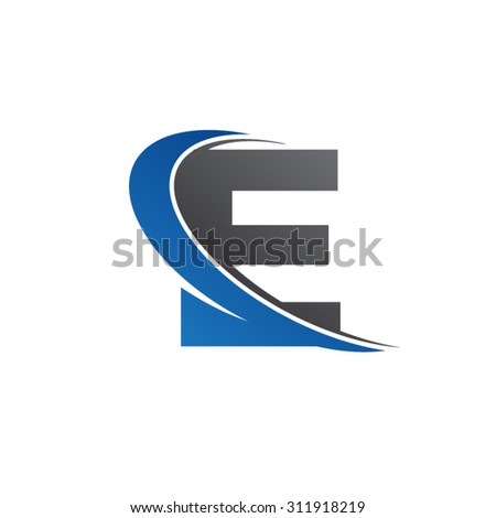 e blue swoosh logo