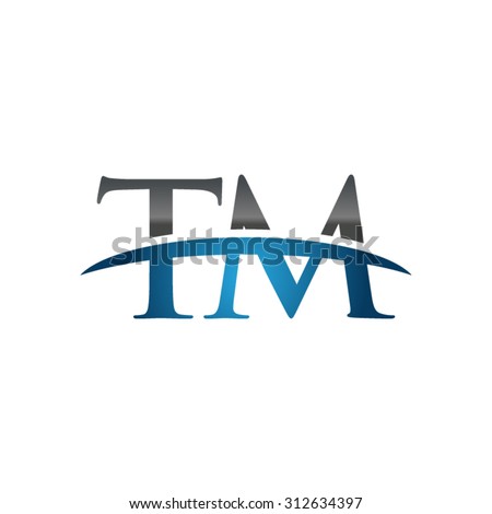 TM initial company blue swoosh logo