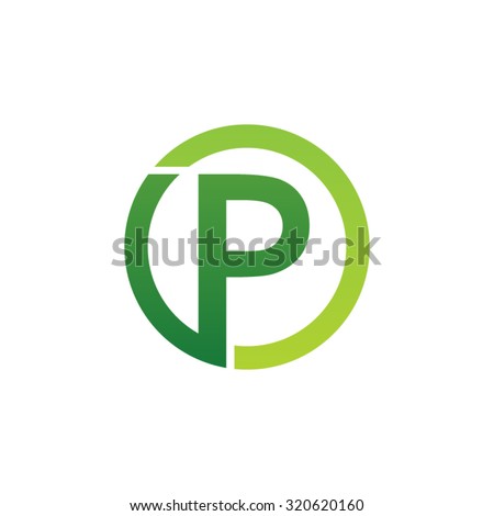 P initial circle company or PO OP logo green