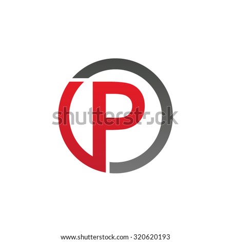P initial circle company or PO OP logo red