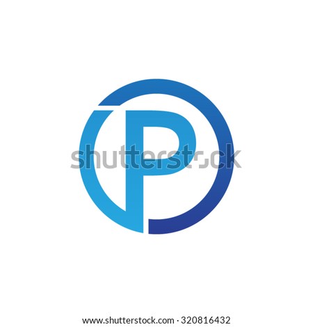 P initial circle company or PO OP logo blue