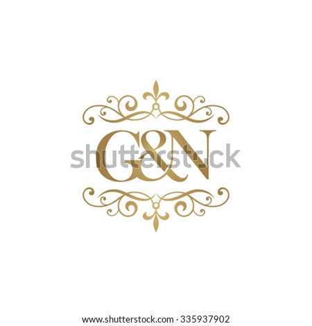 G&N Initial logo. Ornament ampersand monogram golden logo Stock fotó © 