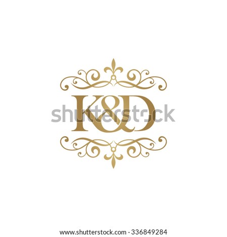 K&D Initial logo. Ornament ampersand monogram golden logo Stock fotó © 