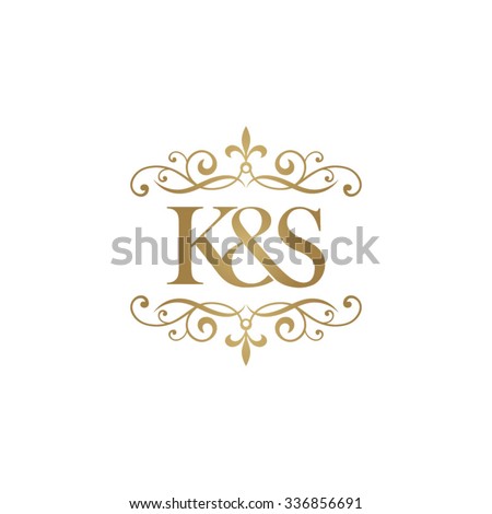 K&S Initial logo. Ornament ampersand monogram golden logo Stock fotó © 