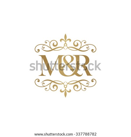 M&R Initial logo. Ornament ampersand monogram golden logo Imagine de stoc © 
