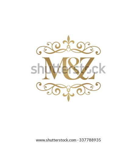M&Z Initial logo. Ornament ampersand monogram golden logo Stock fotó © 