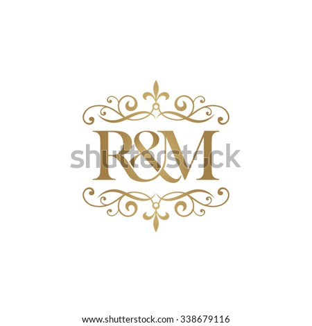 R&M Initial logo. Ornament ampersand monogram golden logo Stock fotó © 