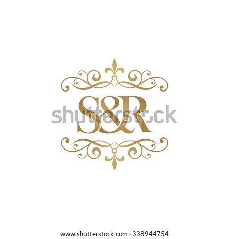 S&R Initial logo. Ornament ampersand monogram golden logo Stock fotó © 