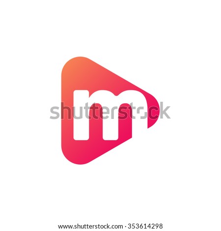 letter m rounded triangle shape icon logo orange red