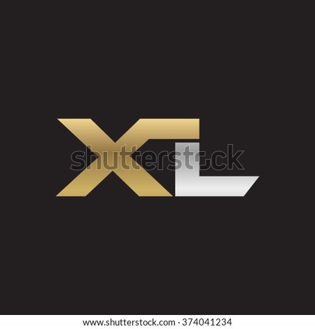 XL company linked letter logo golden silver black background