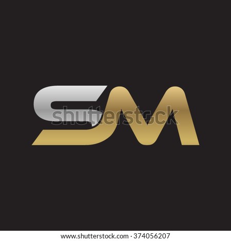 Sm Company Linked Letter Logo Golden Silver Black Background Stock ...