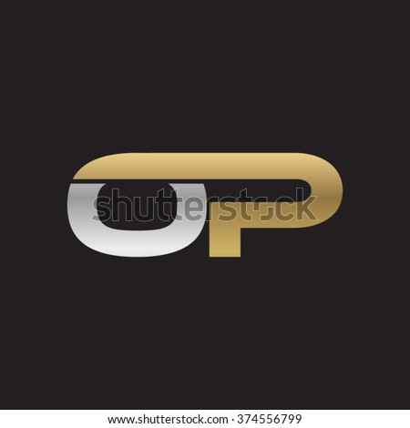 OP company linked letter logo golden silver black background