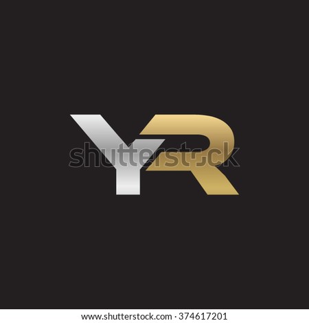 YR company linked letter logo golden silver black background Stok fotoğraf © 