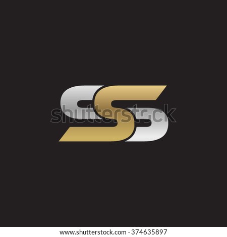 SS company linked letter logo golden silver black background