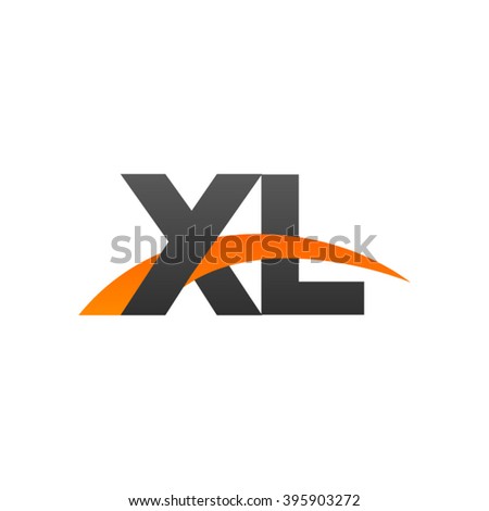XL initial overlapping swoosh letter logo black orange