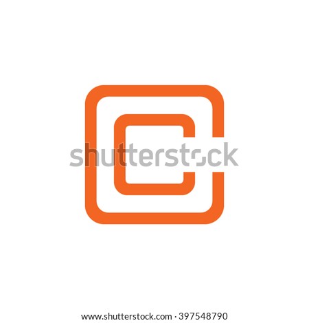 letter C and C monogram square shape logo orange