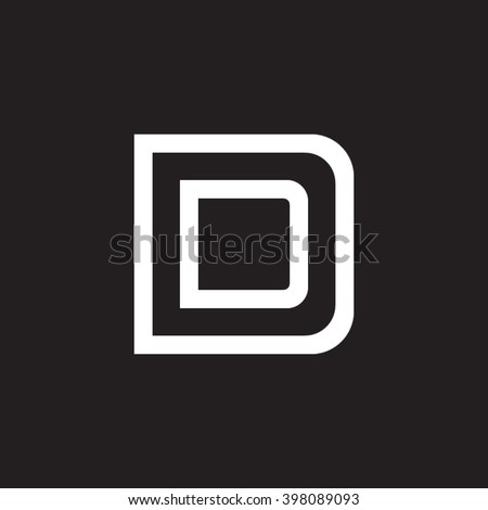 letter D and D monogram square shape logo white black background