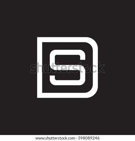 letter D and S monogram square shape logo white black background