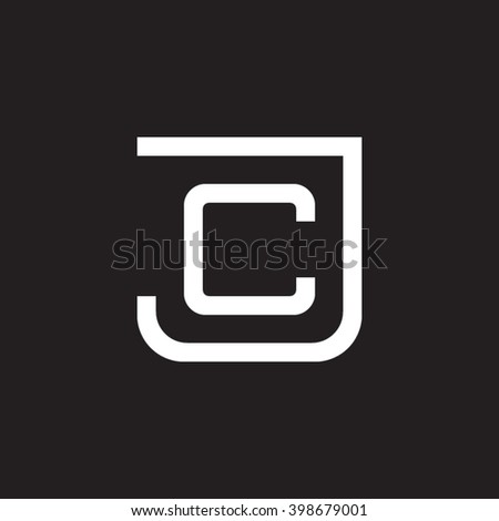 letter J and C monogram square shape logo white black background