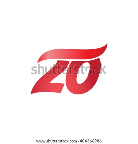 number 20 swoosh design template logo red