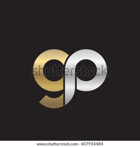 initial letter gp linked circle lowercase logo gold silver black background Stock fotó © 