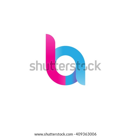 initial letter la linked round lowercase logo pink blue