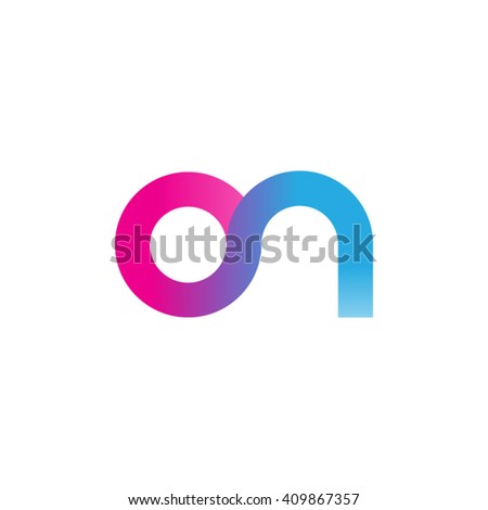 initial letter on linked round lowercase logo pink blue purple