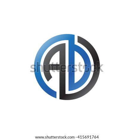 AD initial letters looping linked circle company logo black blue