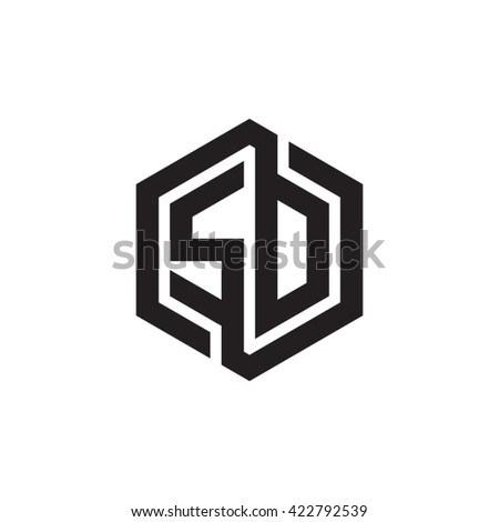 sd initial letters looping linked hexagon monogram logo ez canvas