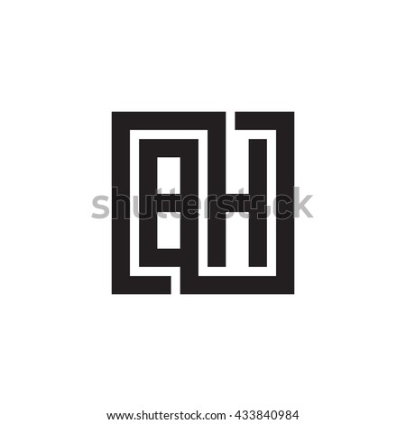 BH initial letters looping linked square monogram logo