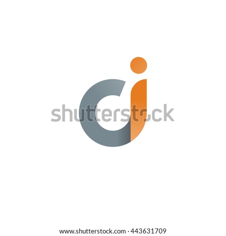 initial letter ci modern linked circle round lowercase logo orange gray Stock fotó © 