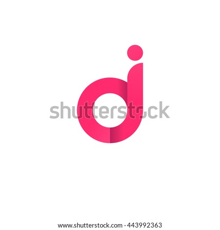 initial letter dj, letter oj, modern linked circle round lowercase logo pink