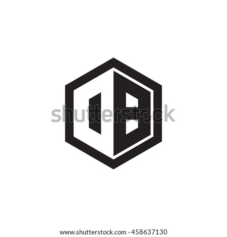 Initial letters DB, OB, negative space hexagon shape monogram logo