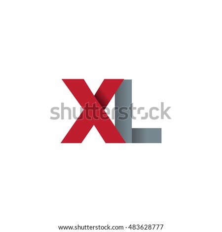 Initial letters XL overlapping fold logo red gray