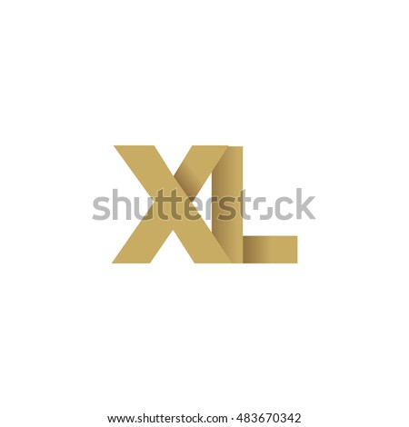 Initial letters XL overlapping fold logo brown gold