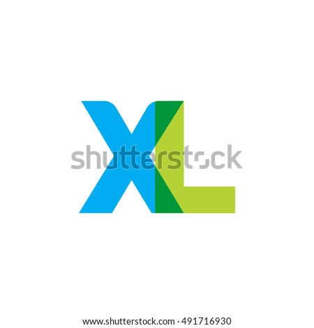 uppercase XL logo, blue green overlap transparent logo