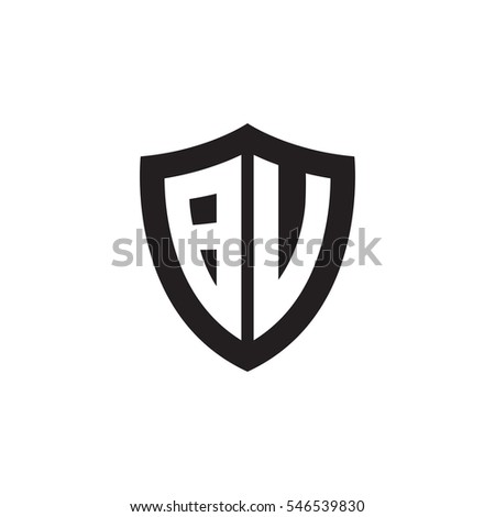Initial letters BV shield shape black monogram logo