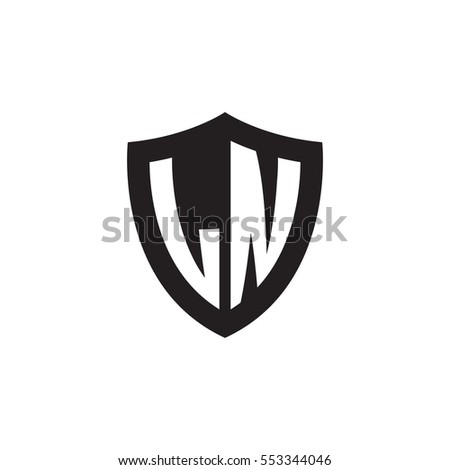 Initial letters LN shield shape black monogram logo