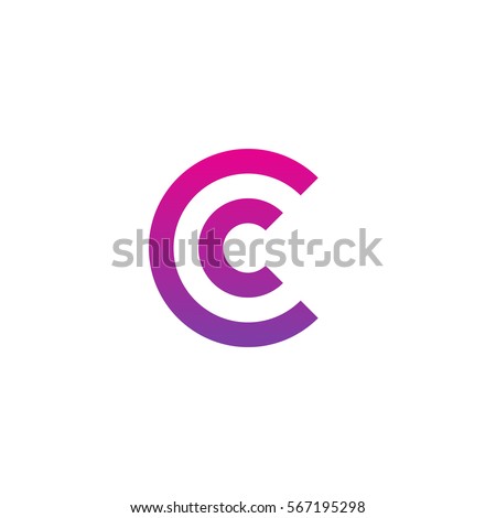 initial letter logo cc, c inside c rounded lowercase purple pink