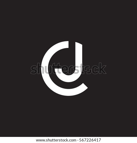 initial letter logo cj, jc, j inside c rounded lowercase white black background