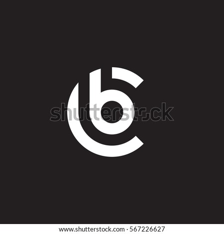 initial letter logo cb, bc, b inside c rounded lowercase white black background Stock fotó © 