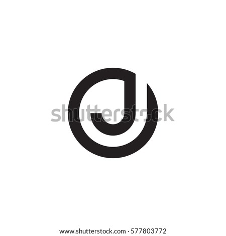 initial letter logo j inside circle shape, oj, jo, j inside o rounded lowercase black monogram