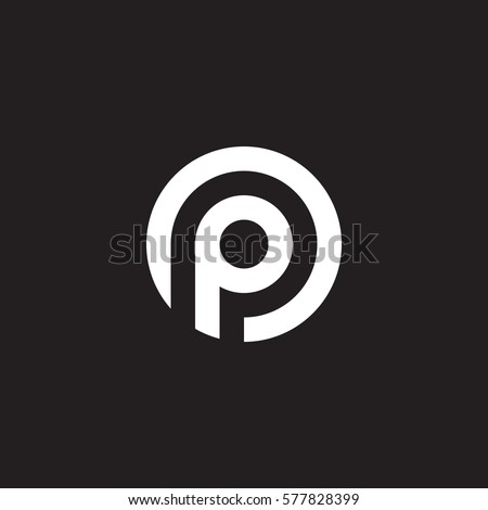 initial letter logo p inside circle shape, op, po, p inside o rounded lowercase white black background Foto stock © 
