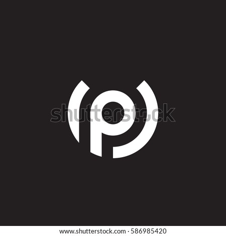 initial letter logo up, pu, p inside u rounded lowercase white black background Imagine de stoc © 