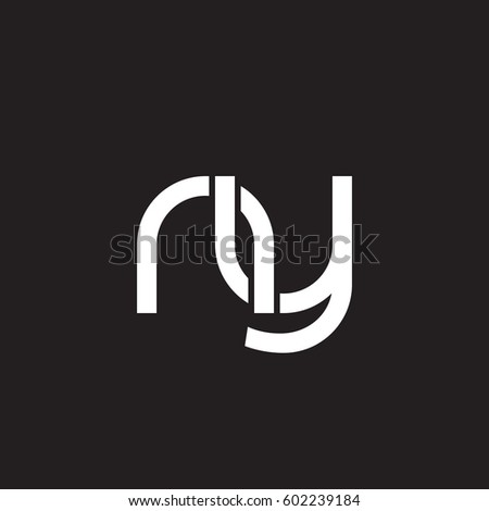 Initial letters ny, round overlapping lowercase logo modern design white black background Stok fotoğraf © 