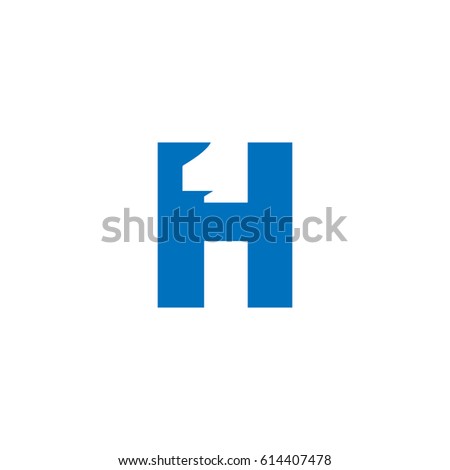 Initial letter and number logo, H and 1, H1, 1H, negative space flat blue