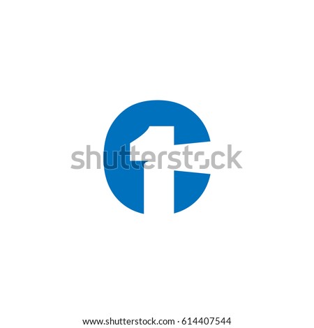 Initial letter and number logo, C and 1, C1, 1C, negative space flat blue