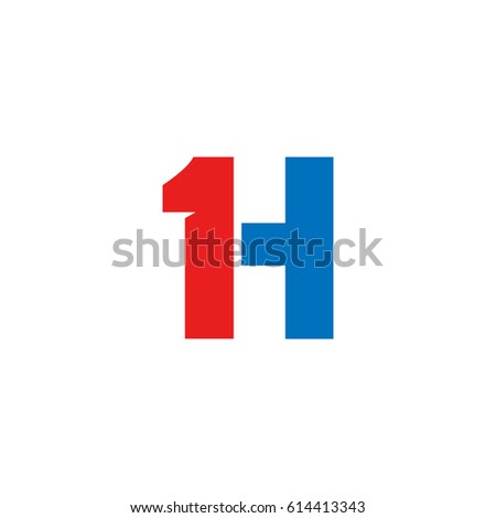 Initial logo, combining letter and number, H and 1, red blue