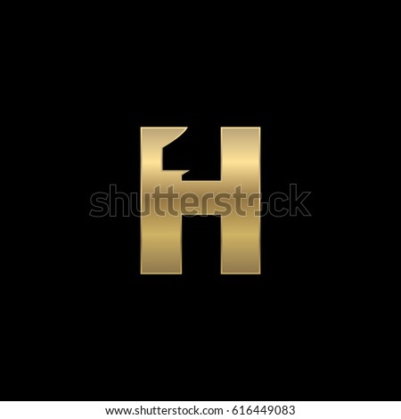 Initial letter and number logo, H and 1, H1, 1H, negative space gold black background