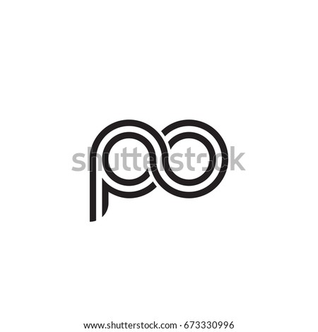 Initial letter po, linked outline rounded lowercase, monogram black Foto stock © 